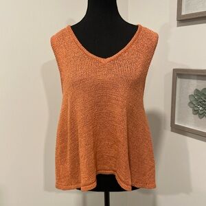 Lost in Lunar Orange Sleeveless Loose Knit Top EUC